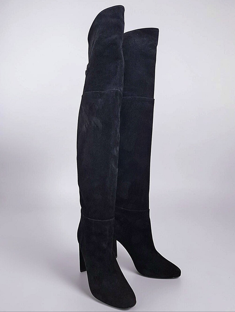 Schutz Austine Black Suede Over the Knee Boots 9 Block Heel Round Toe - Picture 8 of 16